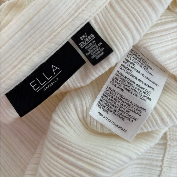 Ella Rafaella Women’s Ribbed Sleeveless Cream Zip Polo Blouse Size 2X - Picture 6 of 6